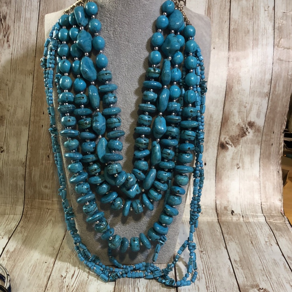Faux Turquoise multi-strand necklace